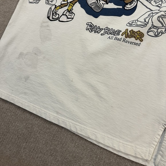 Vintage Raw Blue ABR Mens  Large T Shirt TBone Vs TubbyT Hip Hop Y2K White L - Picture 9 of 12
